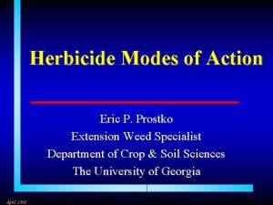 Herbicide Modes of Action Eric P Prostko Extension