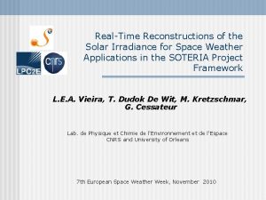 RealTime Reconstructions of the Solar Irradiance for Space