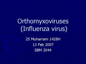 Orthomyxoviruses Influenza virus 25 Muharram 1428 H 13