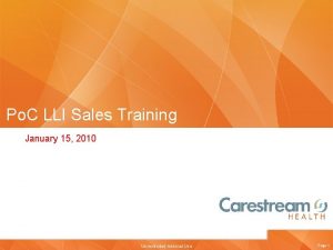 Po C LLI Sales Training January 15 2010