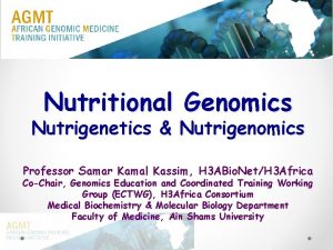 Nutritional Genomics Nutrigenetics Nutrigenomics Professor Samar Kamal Kassim