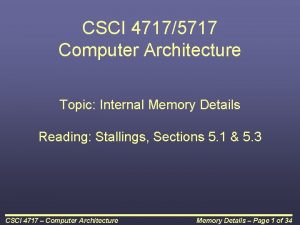 Internal memory in computer architecture