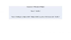 Component 2 Philosophy of Religion Theme 2 Booklet