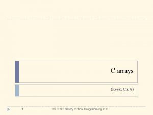 C arrays Reek Ch 8 1 CS 3090