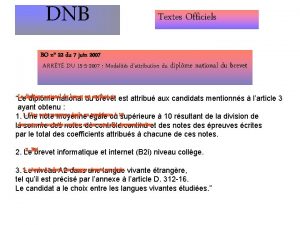 DNB Textes Officiels BO n 22 du 7