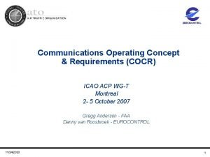 Communications Operating Concept Requirements COCR ICAO ACP WGT