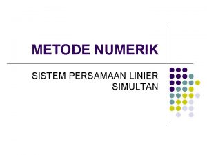 Sistem persamaan linear metode numerik