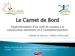 Le Carnet de Bord Exprimentation dun outil en