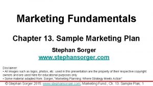 Marketing Fundamentals Chapter 13 Sample Marketing Plan Stephan