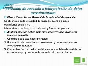 Diseo de Reactores Velocidad de reaccin e interpretacin