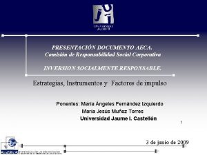 PRESENTACIN DOCUMENTO AECA Comisin de Responsabilidad Social Corporativa