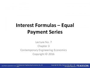 Equal payment formula