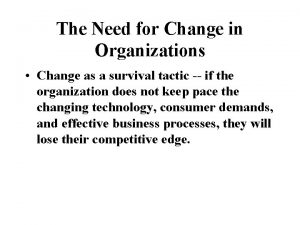 The Need for Change in Organizations Change as