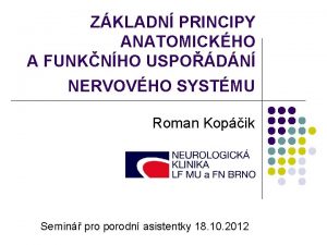 ZKLADN PRINCIPY ANATOMICKHO A FUNKNHO USPODN NERVOVHO SYSTMU