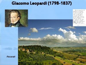 Giacomo Leopardi 1798 1837 Recanati Da Tuttiabordo Stato