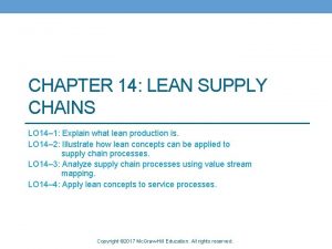 CHAPTER 14 LEAN SUPPLY CHAINS LO 14 1