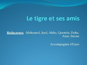 Le tigre et ses amis Rdacteurs Mohamed Iyed