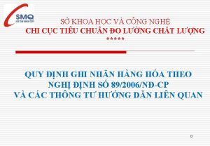 S KHOA HC V CNG NGH CHI CC