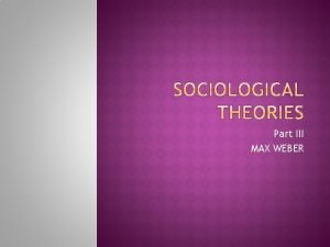 Weber sociology