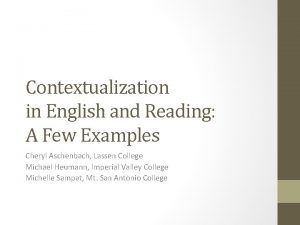 Contextualization examples