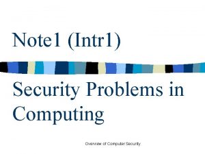 Note 1 Intr 1 Security Problems in Computing