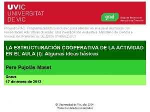 Proyecto PAC Programa didctico inclusivo para atender en