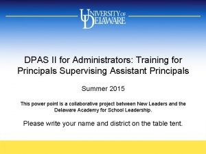 DPAS II for Administrators Training for Principals Supervising
