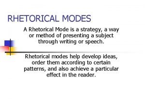 Modes in rhetorical analysis