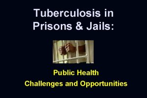 Tuberculosis in Prisons Jails Public Health Challenges and