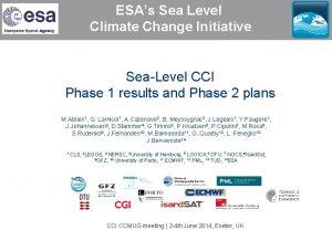 ESAs Sea Level Climate Change Initiative SeaLevel CCI