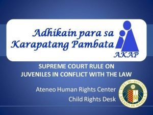 Rule on juveniles in conflict with the law