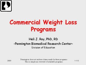 Commercial Weight Loss Programs Heli J Roy Ph