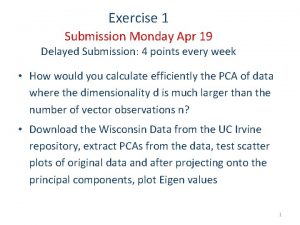 Exercise 1 Submission Monday Apr 19 Delayed Submission