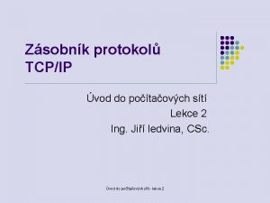 Zsobnk protokol TCPIP vod do potaovch st Lekce