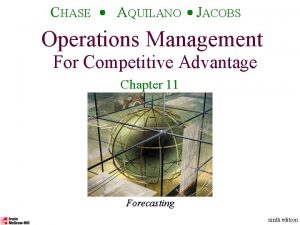Operations Management CHASE For Competitive Advantage AQUILANO ninth