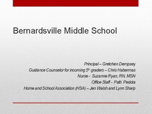 Bernardsville Middle School Principal Gretchen Dempsey Guidance Counselor