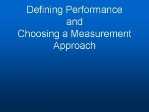 Result approach in measuring performance