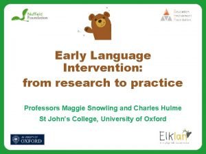 Nuffield early language intervention programme