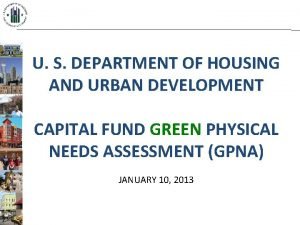 U S DEPARTMENT OF HOUSING AND URBAN DEVELOPMENT