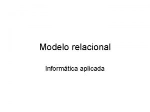 Modelo relacional Informtica aplicada Contenido Estructura de las