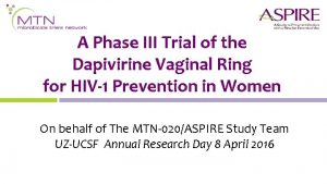 A Phase III Trial of the Dapivirine Vaginal