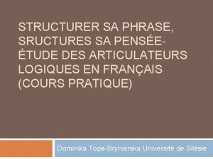 STRUCTURER SA PHRASE SRUCTURES SA PENSE TUDE DES