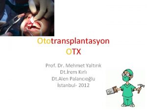 Ototransplantasyon OTX Prof Dr Mehmet Yaltrk Dt rem