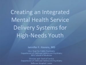 Creating an Integrated Mental Health Service Delivery Systems