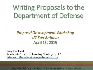 Writing Proposals to the Department of Defense Proposal