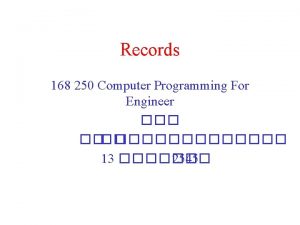 Records 168 250 Computer Programming For Engineer 13