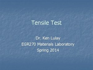 Tensile Test Dr Ken Lulay EGR 270 Materials