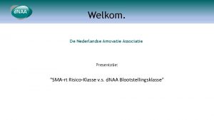 Welkom De Nederlandse Amovatie Associatie Presentatie SMArt RisicoKlasse