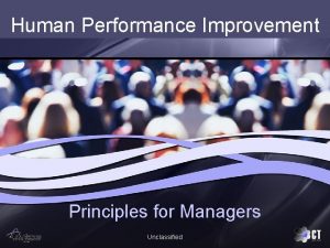 Human performance improvement principles