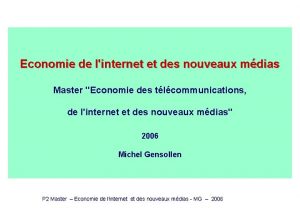 Economie de linternet et des nouveaux mdias Master